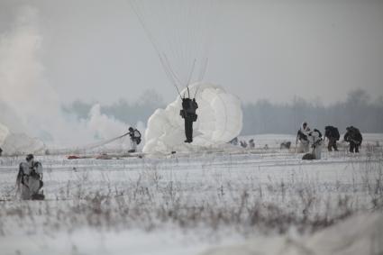 Рязанская область. Десантирование военнослужащих 106-й гвардейской Воздушно-десантной Краснознаменной ордена Кутузова дивизии  на учениях Воздушно-десантных войск