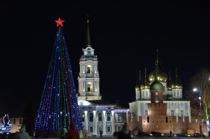 Тула.  Новогодняя ель  у Тульского кремля.