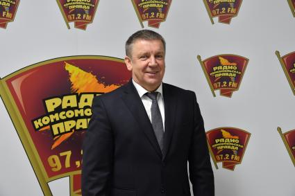 Москва. Глава Республики Карелия Александр Худилайнен на радио `Комсомольская правда`.