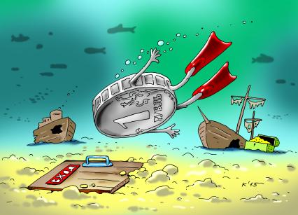 Карикатура на тему падения рубля.