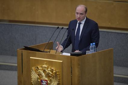 Москва. Министр РФ по развитию Дальнего Востока Александр Галушка на первом пленарном заседании весенней сессии Госдумы РФ.