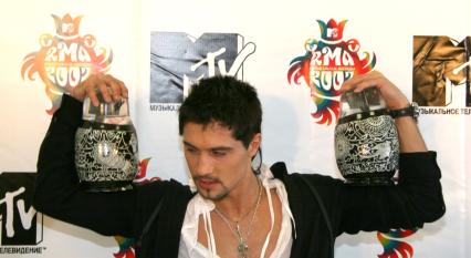 Диск130. Церемония вручения Премии MTV Russian Music Awards 2007. Ледовый дворец на Ходынском поле. Москва. На снимке: певец Дима Билан