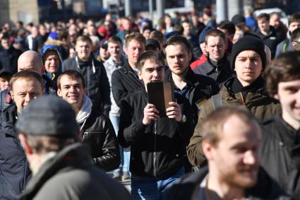 Москва.  Несанкционированная акция против коррупции сторонников оппозиционера Алексея Навального на Тверской улице.