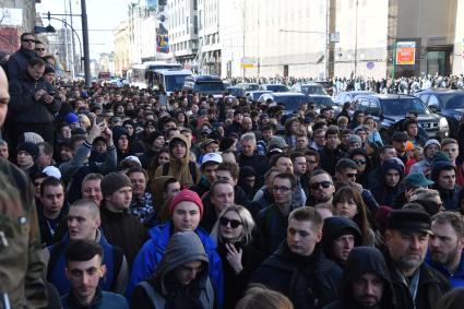 Москва.  Несанкционированная акция против коррупции сторонников оппозиционера Алексея Навального на Тверской улице.