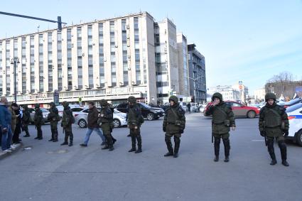 Москва.  Несанкционированная акция против коррупции сторонников оппозиционера Алексея Навального на Тверской улице.