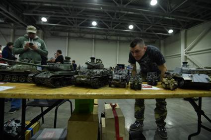 Москва. Макет военной техники , представленный на выставке  Moscow Hobby Expo 2017 в МВЦ`Крокус Экспо`.