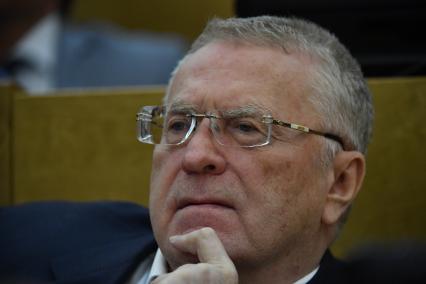 Москва. Лидер ЛДПР Владимир Жириновский на пленарном заседании Государственной думы РФ.