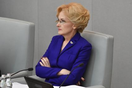 Москва. Вице-спикер Госдумы РФ Ирина Яровая на пленарном заседании Государственной думы РФ.