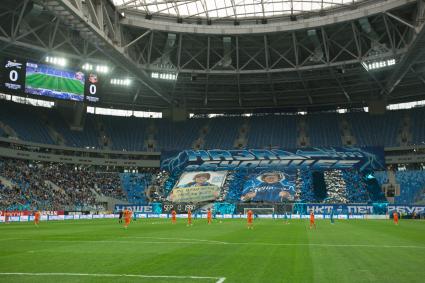 Санкт-Петербург. Во время матча чемпионата России по футболу между командами `Зенит` (Санкт-Петербург) и `Урал` (Екатеринбург) на стадионе `Санкт-Петербург - Арена`.
