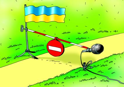 Карикатура на тему запрета Киева российским артистам въезжать на Украину.