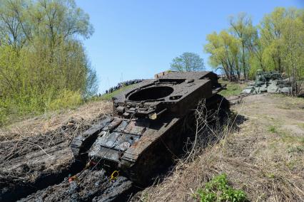 Воронежская область. Американский легкий танк M3 Stuart, поднятый со дна реки Дон инженерами войск Западного военного округа.