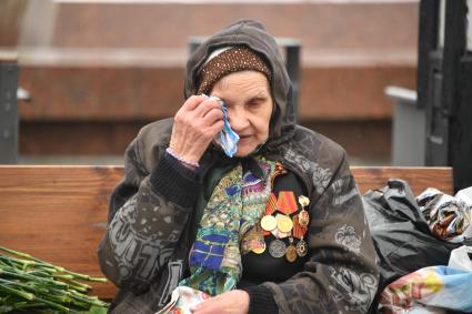 Москва. Ветеран  Великой Отечественной Войны во  время празднования Дня Победы на Поклонной горе.