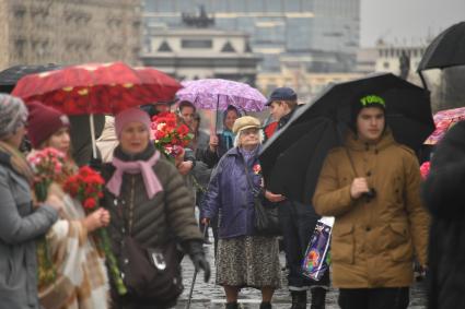 Москва. Ветеран  Великой Отечественной Войны во  время празднования Дня Победы на Поклонной горе.