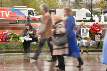 Москва. Ветеран  Великой Отечественной Войны во  время празднования Дня Победы на Поклонной горе.