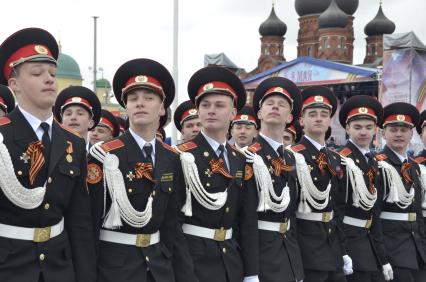 Тула.  Курсанты  во время военного парада, посвященного 72-й годовщине Победы в Великой Отечественной войне.