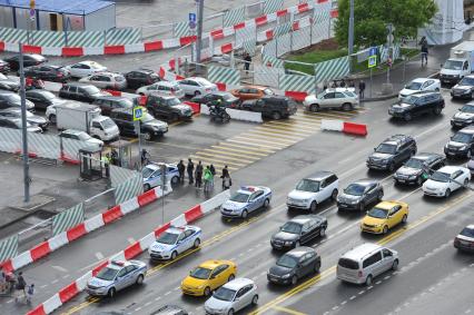 Москва. Реконструкция площади Тверской Заставы возле Белорусского вокзала.