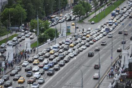 Москва. Реконструкция площади Тверской Заставы возле Белорусского вокзала.