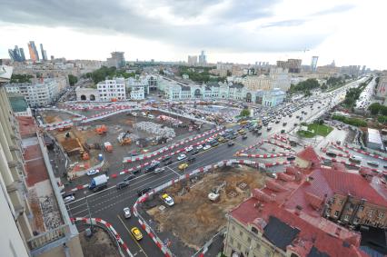 Москва. Реконструкция площади Тверской Заставы возле Белорусского вокзала.