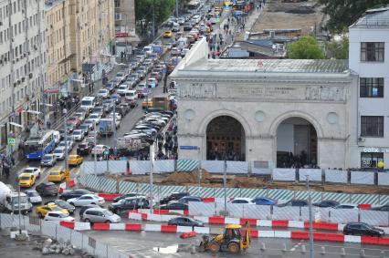 Москва. Реконструкция площади Тверской Заставы возле Белорусского вокзала.