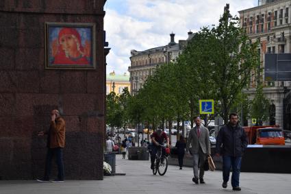 Москва. Зеленые липы на Тверской улице.