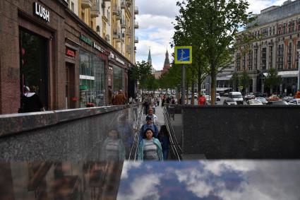 Москва. Зеленые липы на Тверской улице.