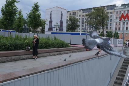 Москва. Реставрация памятника А.С.Пушкина на Пушкинской площади.
