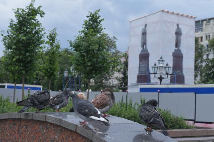Москва. Реставрация памятника А.С.Пушкина на Пушкинской площади.