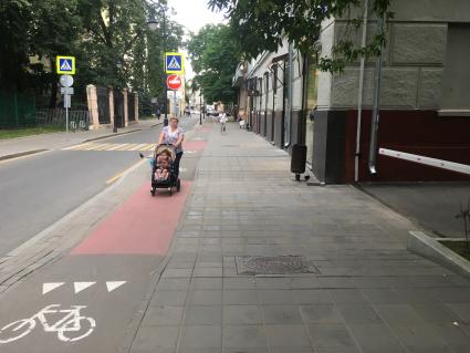 Москва. Велодорожка на Малой Бронной улице.