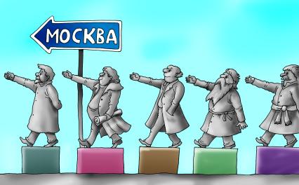Карикатура `Памятники в Москве`.