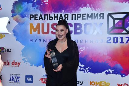 Москва.  Певица Елка во время церемонии вручения музыкальной премии Musicbox 2017 в концертном зале `Крокус Сити Холл`.