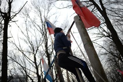 Москва. Самодельная спортивная площадка в Тимирязевском парке.