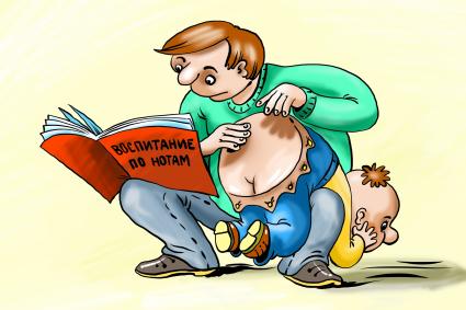 Карикатура на тему наказания детей.