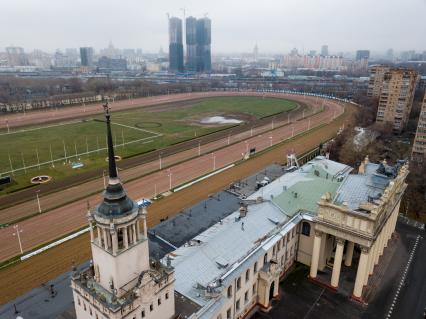 Москва. Вид на Центральный Московский ипподром с высоты птичьего полета.