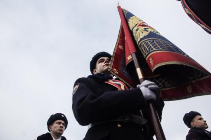 Самара. Участники  марша, посвященного 76-й годовщине военного парада 1941 года.