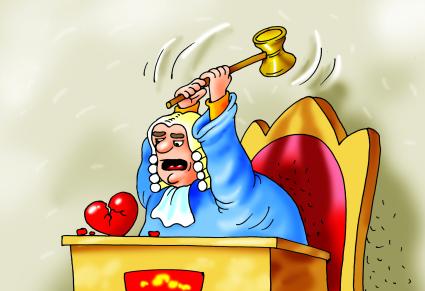Карикатура на тему развода в суде.