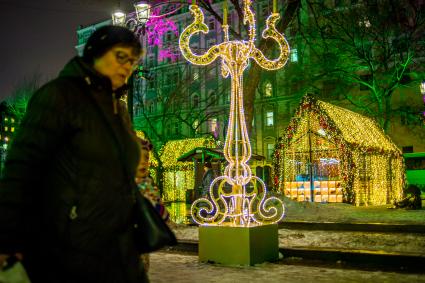 Москва. Новогоднее оформление  Тверского бульвара.