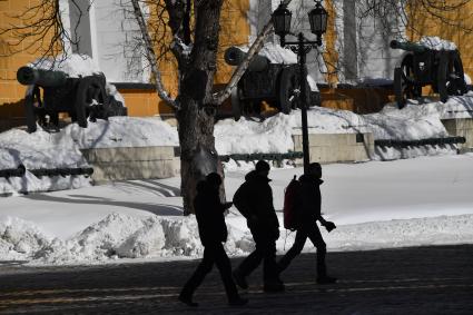 Москва. Артиллерийские орудия возле здания Арсенала Московского Кремля.