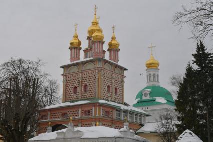 Сергиев Посад.   Купола Предтеченского храма  на территории   Свято-Троицкой Сергиевой  Лавры.