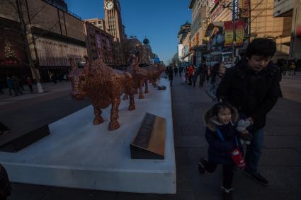 Китай, Пекин. Улица Ванфуцзин (Wangfujing).