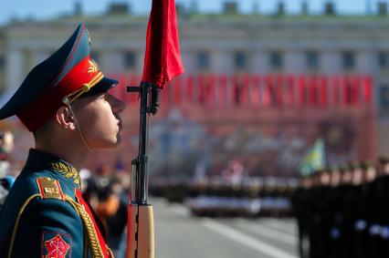 Санкт-Петербург. Во время генеральной репетиции парада на Дворцовой площади, посвященного 73-й годовщине Победы в Великой Отечественной войне.