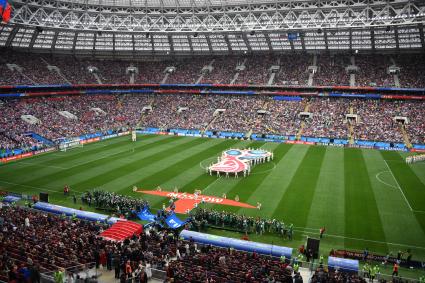 Москва. Церемония открытия чемпионата мира по футболу 2018 на стадионе `Лужники`.