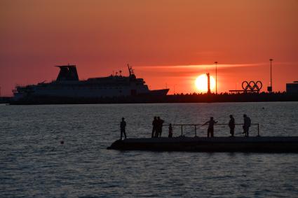 Сочи. Черное море, закат.