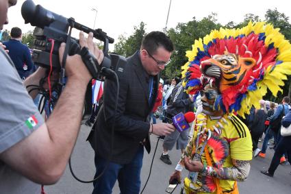 Москва. Болельщики перед началом  матча  группового этапа чемпионата мира по футболу между сборными России и Саудовской Аравии.