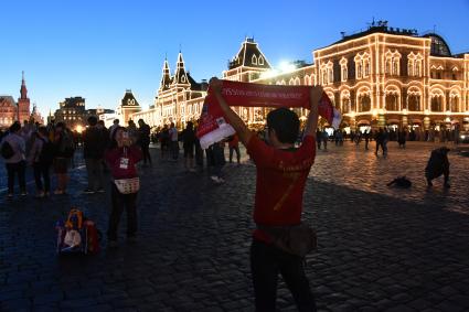 Москва. Болельщики чемпионата мира по футболу 2018 на Красной Площади.