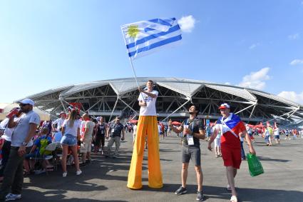 Самара. Болельщики перед  матчем группового этапа ЧМ-2018 по футболу между сборными Уругвая и России.