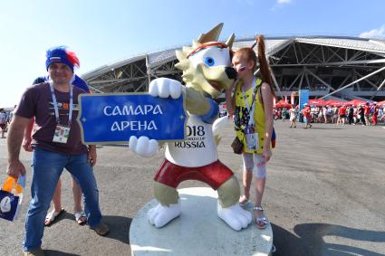 Самара. Болельщики перед  матчем группового этапа ЧМ-2018 по футболу между сборными Уругвая и России.