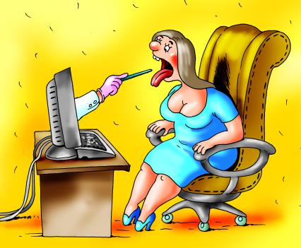 Карикатура на тему онлайн-медицины.