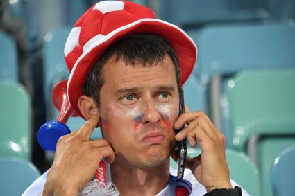 Сочи. Болельщик сборной России после матча 1/4 финала чемпионата мира по футболу - 2018 между сборными командами России и Хорватии.