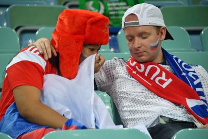 Сочи. Болельщики сборной России после матча 1/4 финала чемпионата мира по футболу - 2018 между сборными командами России и Хорватии.