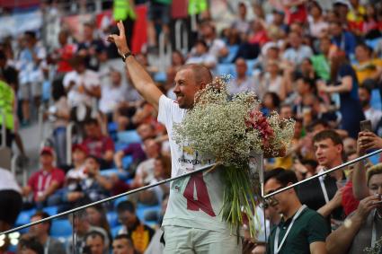 Санкт-Петербург. Болельщики на матче за третье место чемпионата мира по футболу - 2018 между сборными командами Бельгии и Англии.